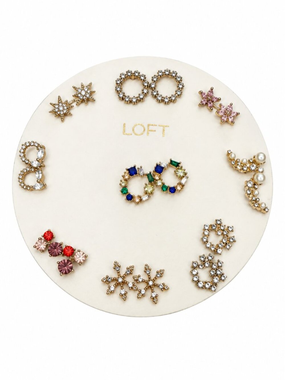 LOFT 10 Pair Earring Lot Rhinestone Pearl Floral Star Stud Earrings